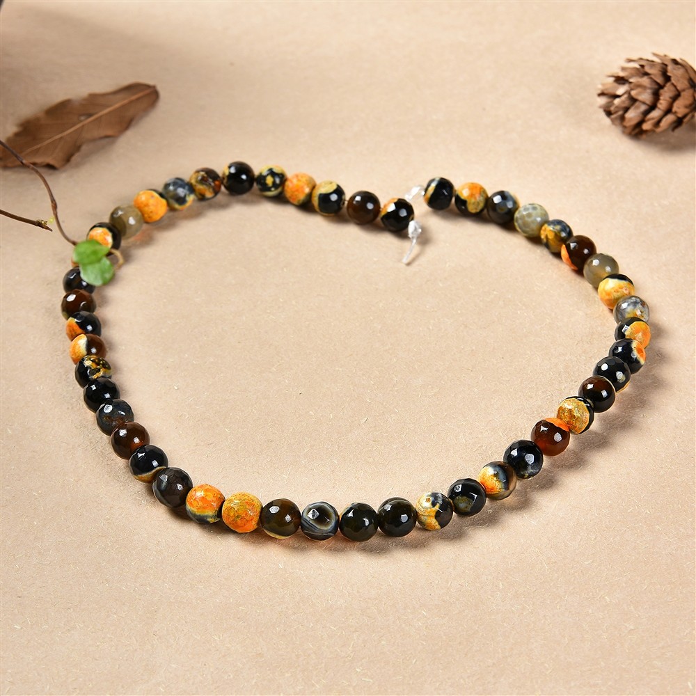 Cuentas de piedras preciosas, Ágata (puesta del sol) naranja (teñida), facetada, 08mm | Marco Schreier