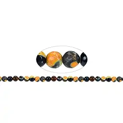 144630106320 Rang de colliers boules, Agate (Sunset) orange (teintée), à facettes, 08mm | Marco Schreier