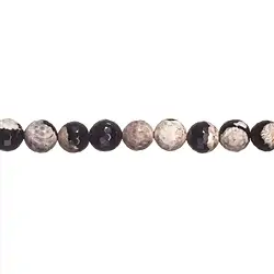 144640105920 Filo di perline, Agata (chiaro di luna) crema-nera (colorata), sfaccettata, 12 mm | Marco Schreier