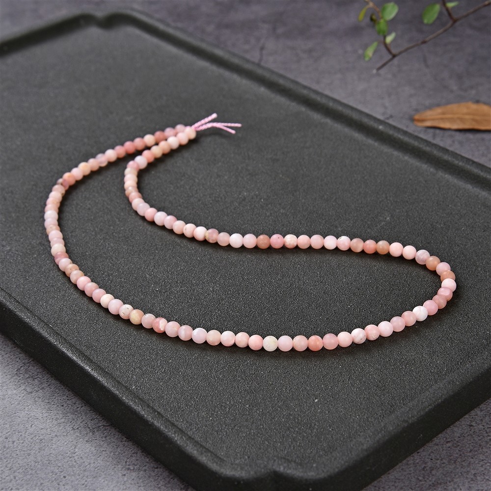 String Beads, Andean Opal (pink), matt, 04mm | wholesaler gems & healing stones