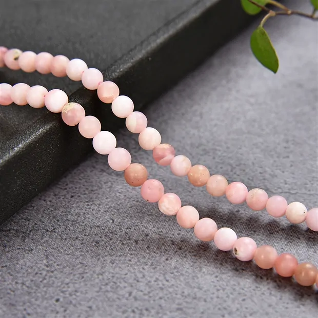 String Beads, Andean Opal (pink), matt, 04mm | wholesaler gems & healing stones