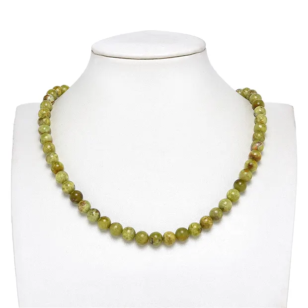 Rang de collier boules, opale (opale pistache B), 08 mm (39cm) | Marco Schreier