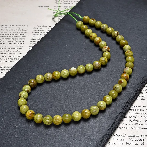 Rang de collier boules, opale (opale pistache B, claire), 08 mm (39cm) | Marco Schreier