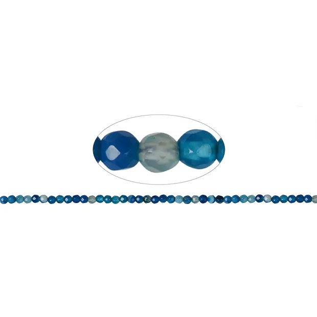 Strang Kugeln, Achat blau (gef.), facettiert, 04mm (38cm) | Marco Schreier