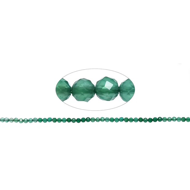 Strang Kugeln, Achat (grün), facettiert, 03mm facettiert (39cm) | Marco Schreier