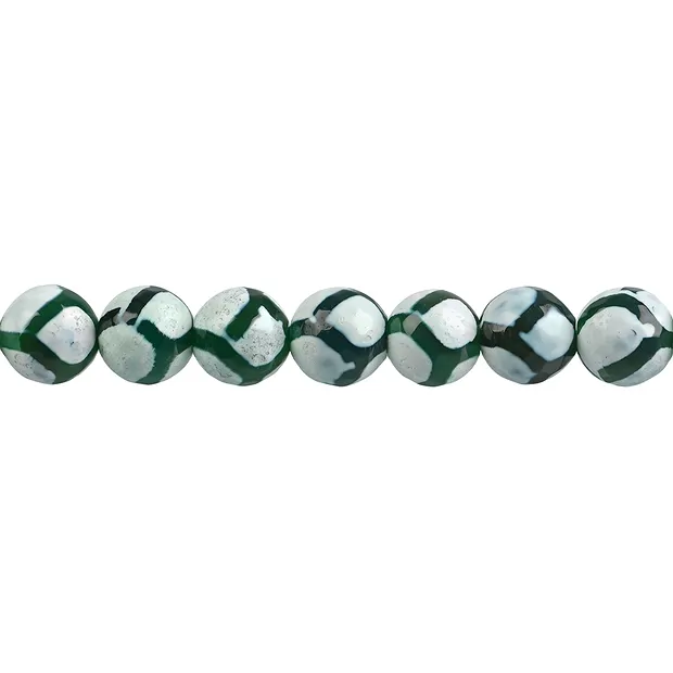 Strang Kugeln, Achat "Fußball" grün (gef.) facettiert, 10mm | Marco Schreier