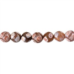 144720103120 Filo di perline, Agata "football" rossa (colorata), sfaccettata, 12mm | Marco Schreier