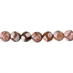 144720103120 Rang de colliers boules, Agate "Football" rouge (teintée), à facettes, 12mm | Marco Schreier