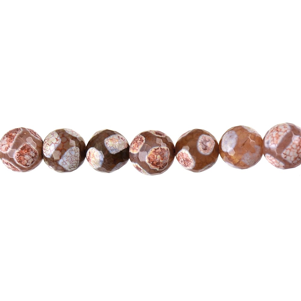 Rang de colliers boules, Agate "Football" rouge (teintée), à facettes, 12mm | Marco Schreier