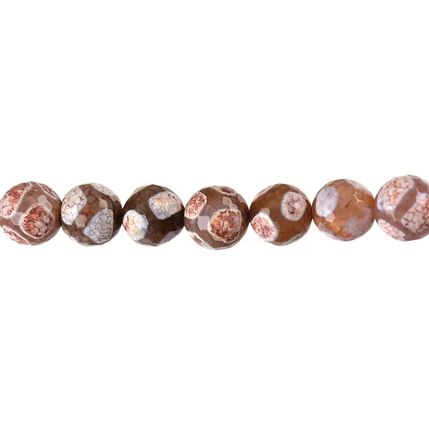 Rang de colliers boules, Agate "Football" rouge (teintée), à facettes, 12mm | Marco Schreier