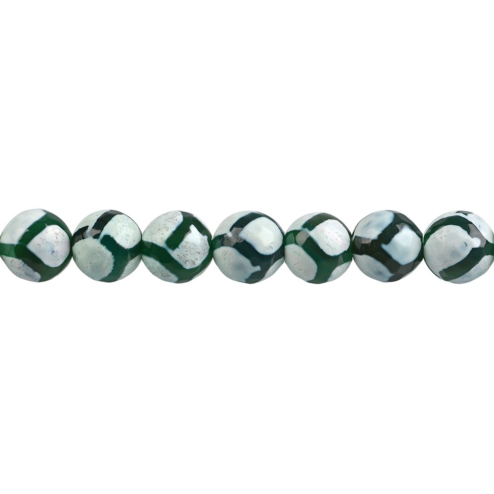 Cuentas de piedras preciosas, Ágata "fútbol" verde (teñida), facetada, 12mm | Marco Schreier