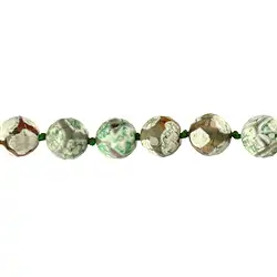 144720103522 Rang de colliers boules, Agate "Football" vert (teintée), à facettes, 14mm | Marco Schreier