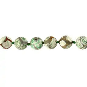 Rang de colliers boules, Agate "Football" vert (teintée), à facettes, 14mm | Marco Schreier