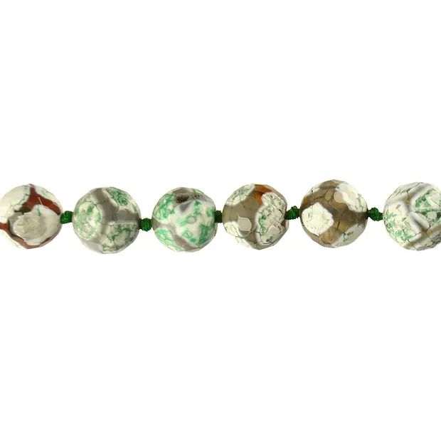 String Beads, Agate "Football" green (dyed), faceted, 14mm | Marco Schreier