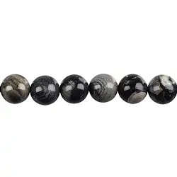 144730101020 Rang de colliers boules, jaspe (rayures argentées), 12mm | Marco Schreier