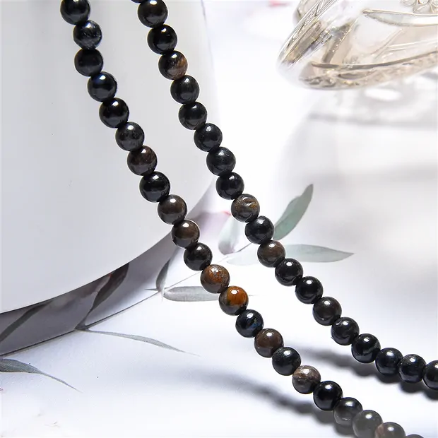 String Beads, Petrified Wood (black), 04mm | wholesaler gems & healing stones