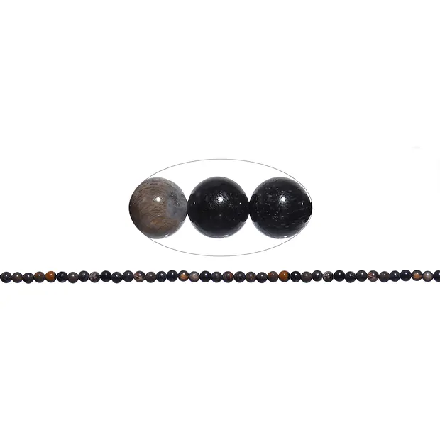 String Beads, Petrified Wood (black), 04mm | wholesaler gems & healing stones