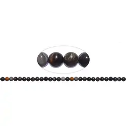 144740100522 Strang Kugeln, versteinertes Holz (schwarz), 06mm  | Marco Schreier
