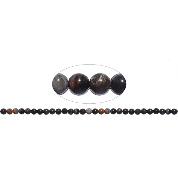 String Beads, Petrified Wood (black), 06mm | wholesaler gems & healing stones