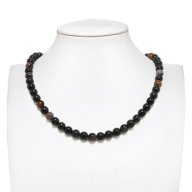 String Beads, Petrified Wood (black), 08mm | wholesaler gems & healing stones