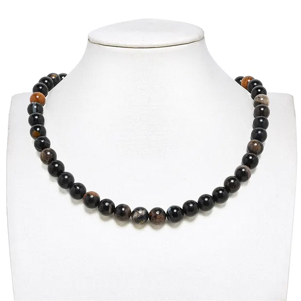 String Beads, Petrified Wood (black), 10mm | wholesaler gems & healing stones