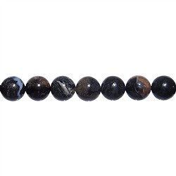 144740100922 Strang Kugeln, versteinertes Holz (schwarz), 10mm  | Marco Schreier