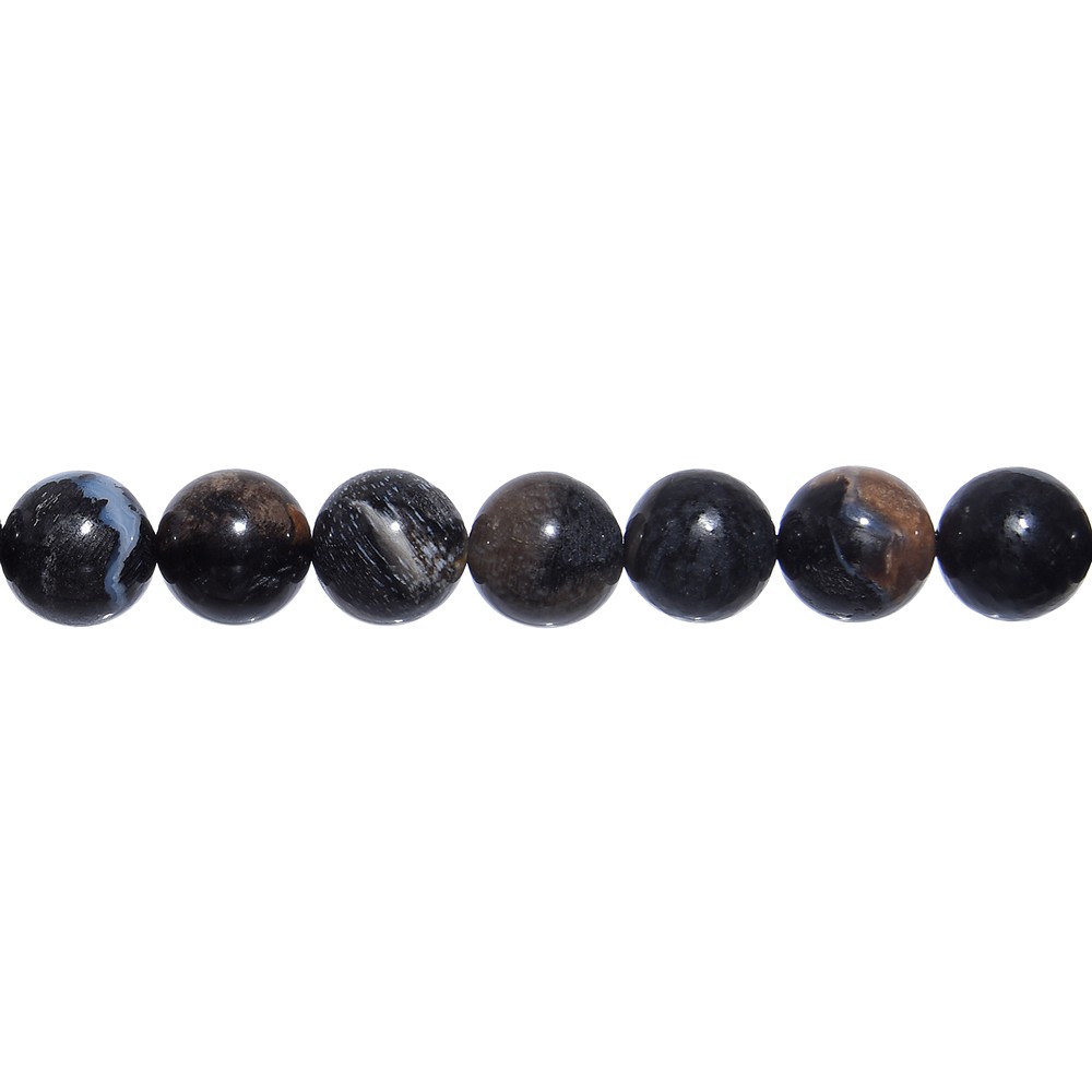 Rang de colliers boules, Bois silicofié (noir), 10mm  | Marco Schreier