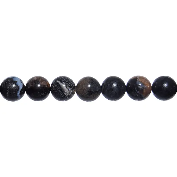 Rang de colliers boules, Bois silicofié (noir), 10mm | Marco Schreier