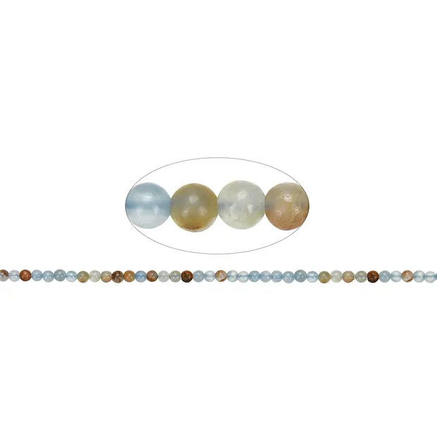 Rang de colliers boules, Aragonite (bleu), 04mm (39cm) | Marco Schreier