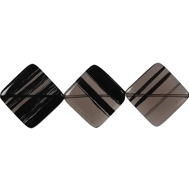 Rang de colliers carré percé en diagonale, Obsidienne lamellaire, 20mm | Marco Schreier