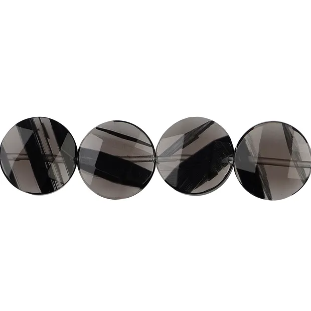 Strang Coins, Obsidian (Lamellenobsidian), facettiert, 15mm | Marco Schreier