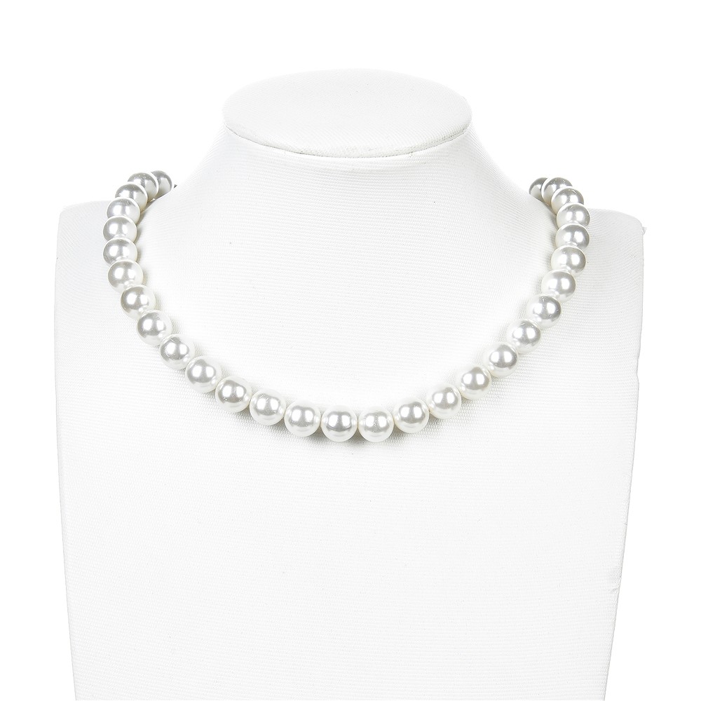 Rang de colliers boules, perles de coquillage blanches, 10mm | Marco Schreier