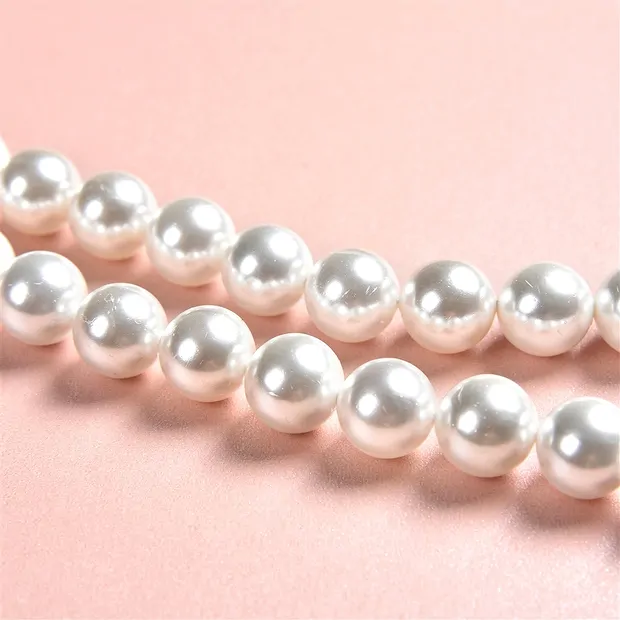 Filo di perline, perle di conchiglia bianche, 10 mm | Marco Schreier