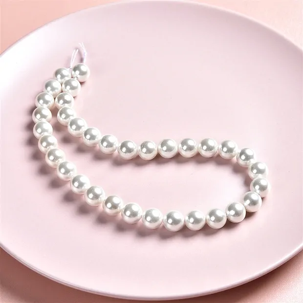 String Beads, shell seed beads white, 10mm | wholesaler gems & healing stones