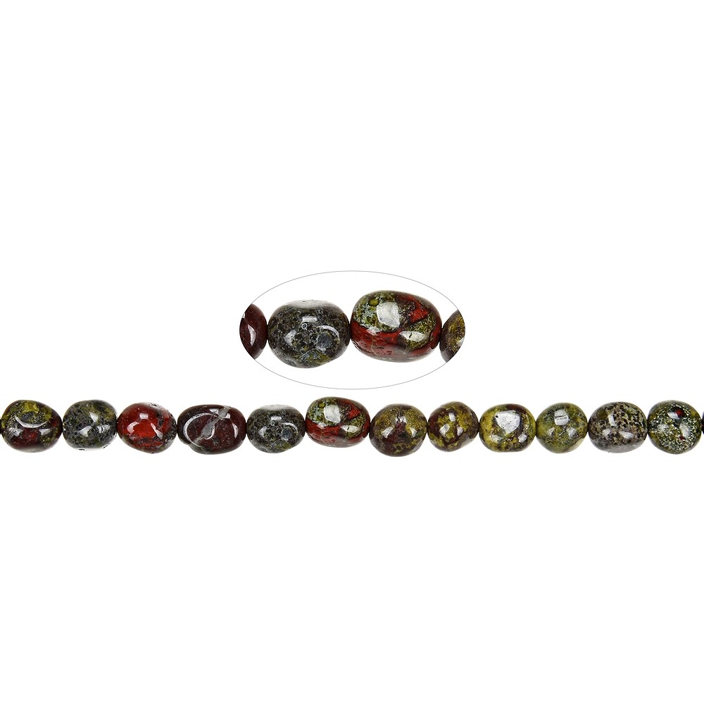 Rang de colliers Nuggets, pierre de dragon (quartzite Épidote), 08-10 x 10-12mm (39cm) | Marco Schreier