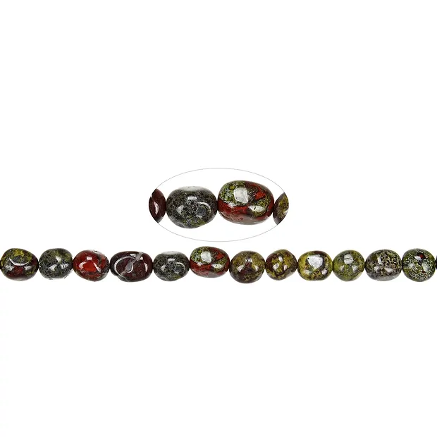 Strand of nuggets, dragon stone (Epidote quartzite), 08-10 x 10-12mm (39cm) | Marco Schreier