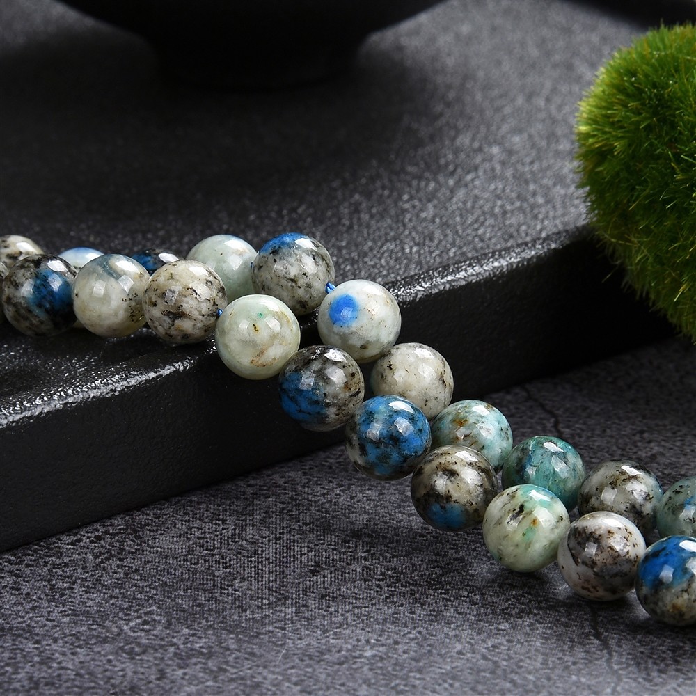 String Beads, K2 (Azurite in Gneiss), 08mm | wholesaler gems & healing stones