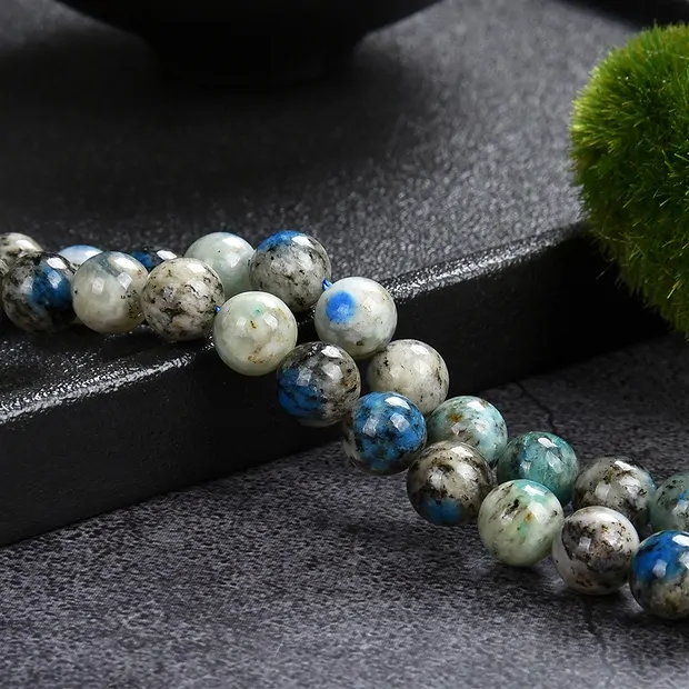 String Beads, K2 (Azurite in Gneiss), 08mm | wholesaler gems & healing stones