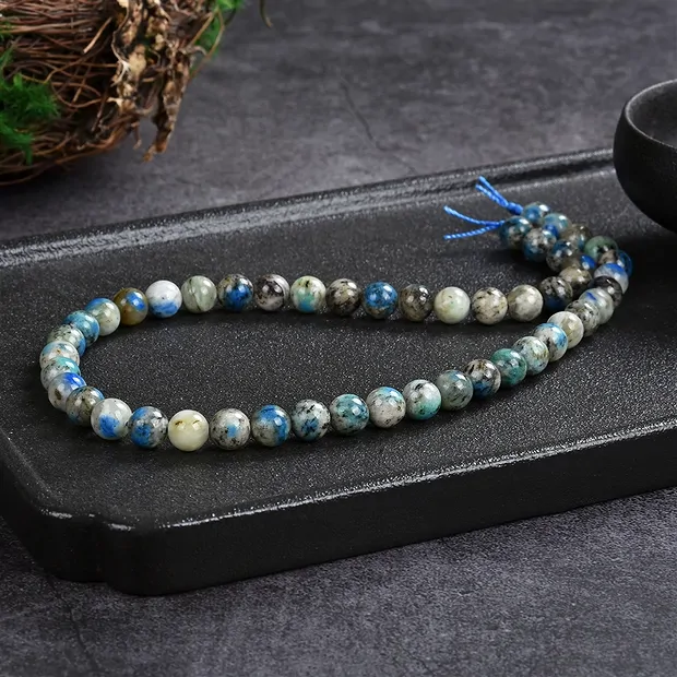 Strang Kugeln, K2 (Azurit in Gneis), 08mm | GH Edelsteine, Heilsteine & Schmuck