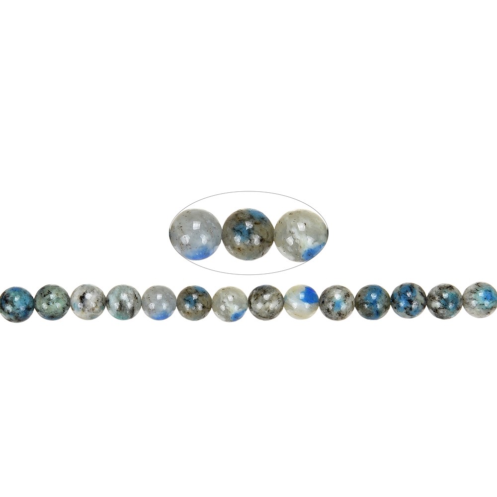 String Beads, K2 (Azurite in Gneiss), 08mm | wholesaler gems & healing stones