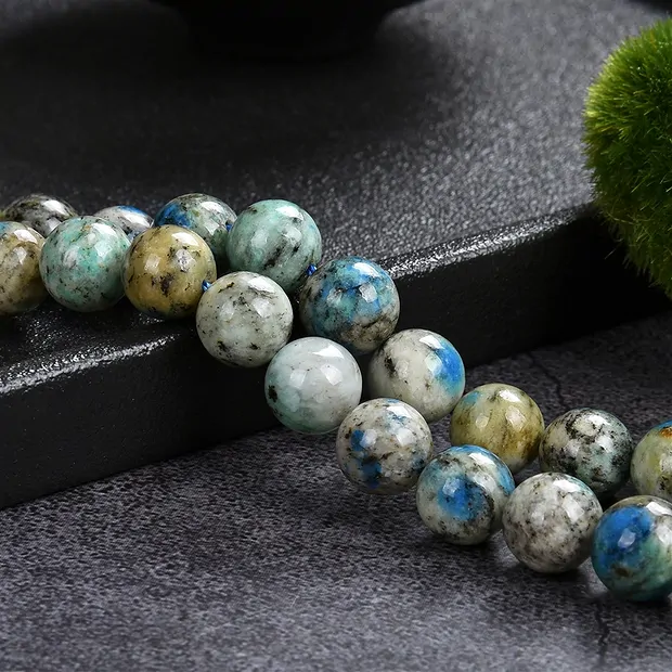 Strang Kugeln, K2 (Azurit in Gneis), 10mm | GH Edelsteine, Heilsteine & Schmuck