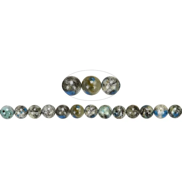 Strang Kugeln, K2 (Azurit in Gneis), 10mm | GH Edelsteine, Heilsteine & Schmuck