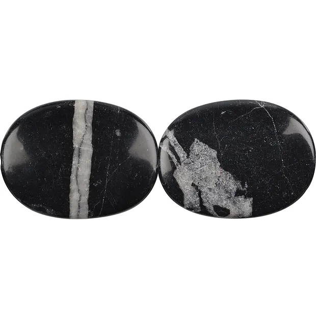Strand of slices, calcite (black), 40 x 30mm | wholesaler gems & healing stones