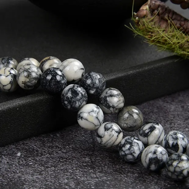 Rang de colliers boules, pinolite, 08 - 09mm | Marco Schreier