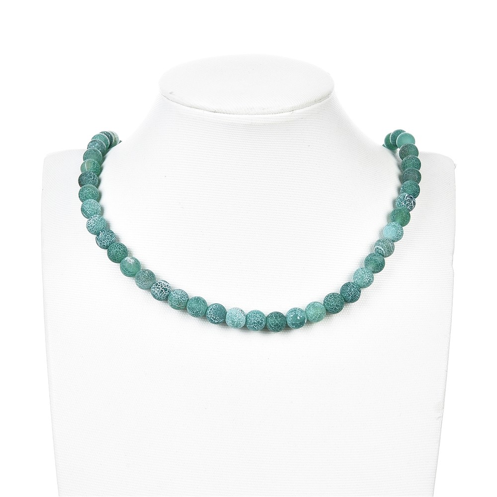 Filo di perline, Agata (agata serpente) verde (colorata), opaca, 08 mm | Marco Schreier