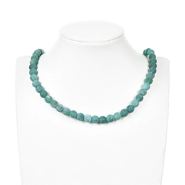 String Beads, Agate (Snakeskin Agate) green (dyed), matt, 08mm | Marco Schreier