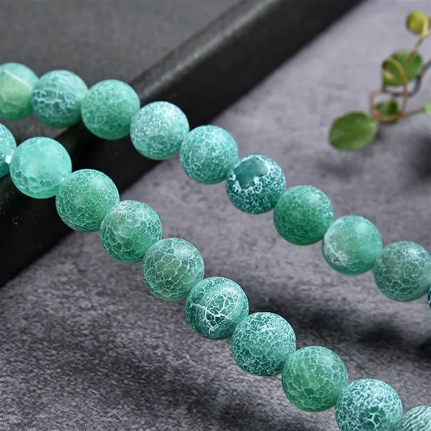 String Beads, Agate (Snakeskin Agate) green (dyed), matt, 08mm | Marco Schreier