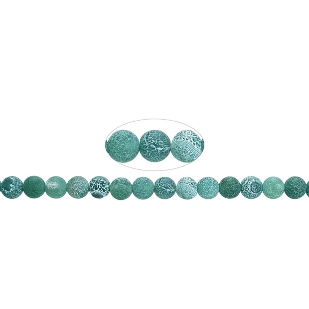 String Beads, Agate (Snakeskin Agate) green (dyed), matt, 08mm | Marco Schreier
