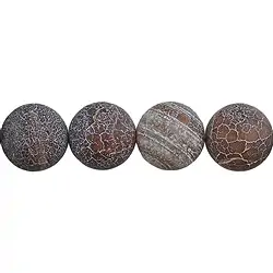 145210101210 String Beads, Agate (Snakeskin Agate) brown (dyed), matt, 16mm | Marco Schreier
