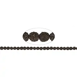 145250100701 Cuentas preciosas, Rudraksha (negro/marrón oscuro), 08mm | Marco Schreier